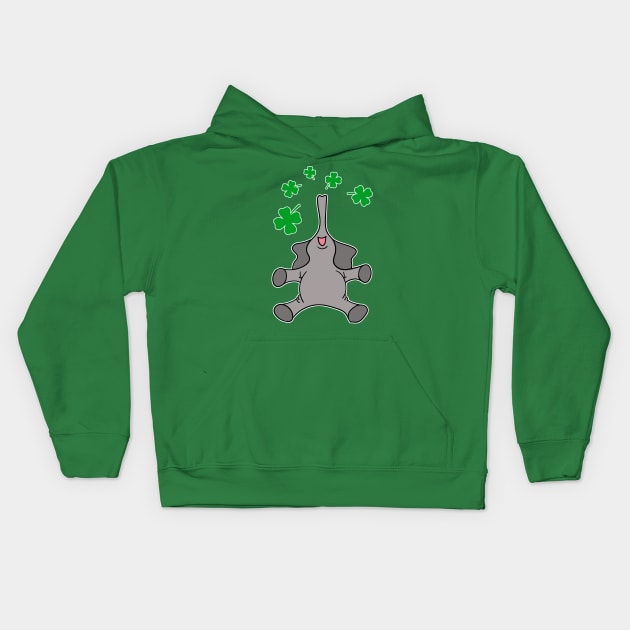 St. Patrick's Day Shamrock Elephant Kids Hoodie by cottoncanvas